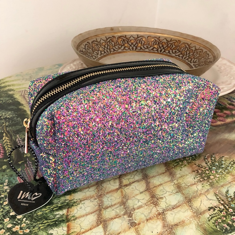 Large iridescent rainbow sparkle clutch bag NWT